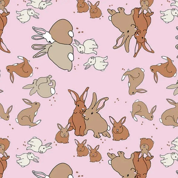 Splash Fabric - Laminated Cotton 1 Yard - Bunnies - Ruby