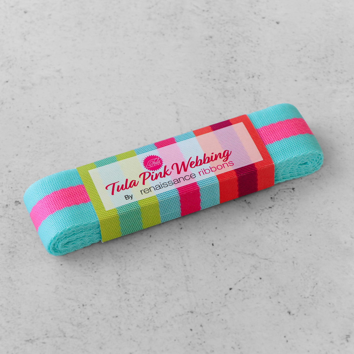1-1/2" Striped Nylon Tula Pink Renaissance Webbing