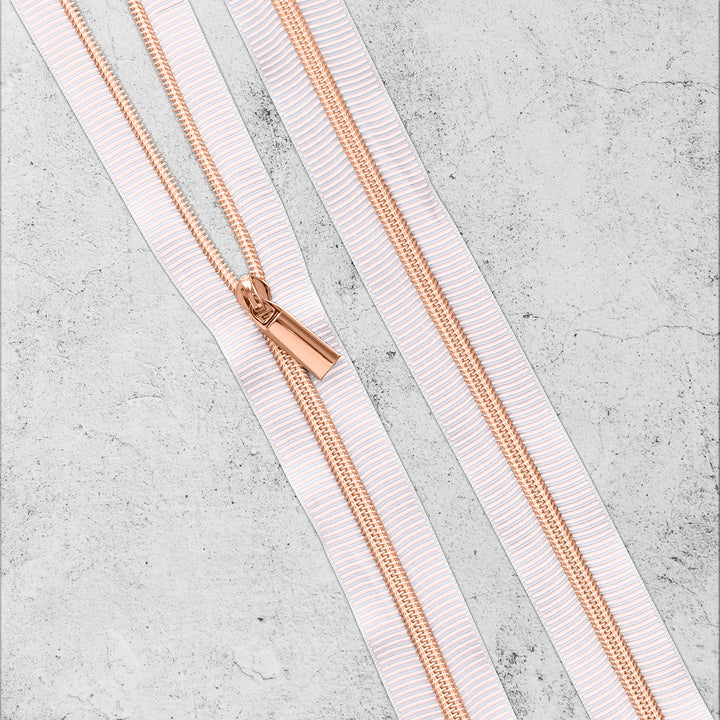 White & Rose Striped Nylon Coil Zippers – Sallie Tomato