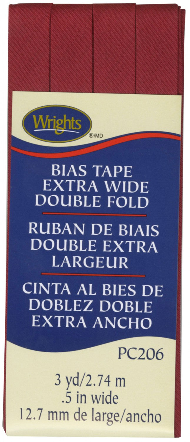 Wrights 1/2 Scarlet Extra Wide Double Fold Bias Tape, 3 yd 
