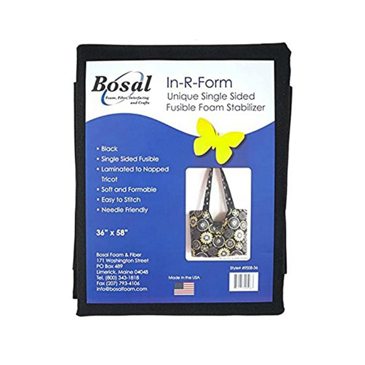 Bosal In-R-Form Single-Sided Fusible 36" by 58" Black