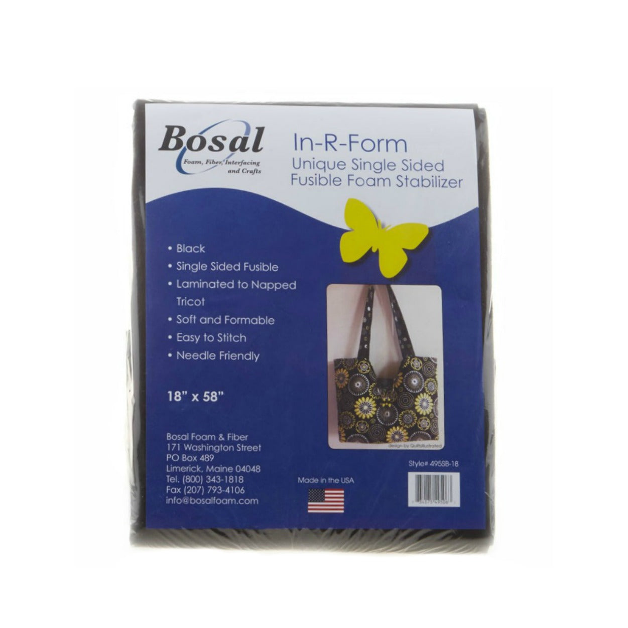 Bosal In-R-Form Single-Sided Fusible 18" by 58" Black