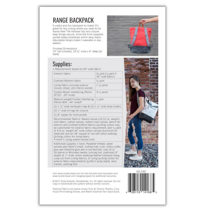 Range Backpack Pattern by Noodlehead – Sallie Tomato