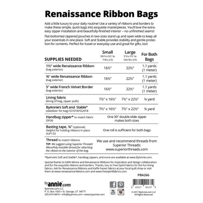 Renaissance Ribbon Bag Pattern by Annie