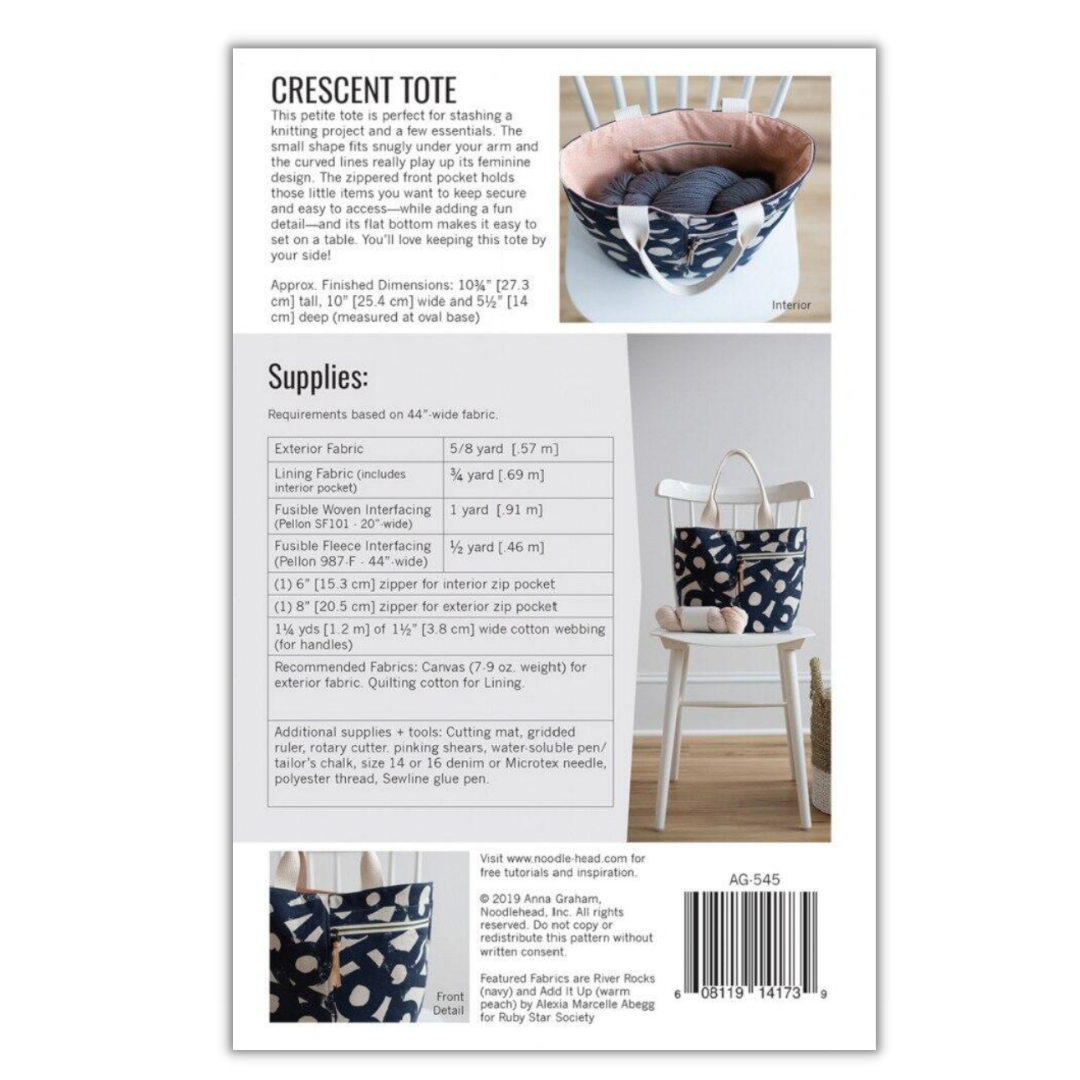 Crescent Tote Pattern by Noodlehead – Sallie Tomato