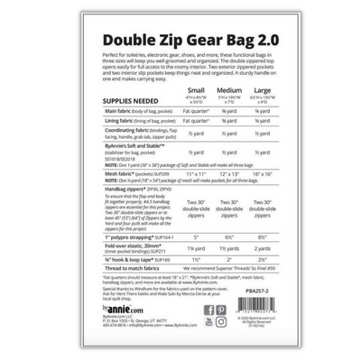 Double Zip Gear Bags 2.0 Pattern by Annie
