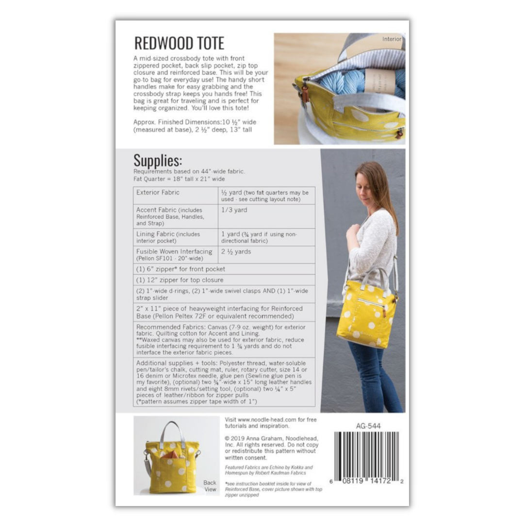 Redwood Tote Pattern by Noodlehead – Sallie Tomato