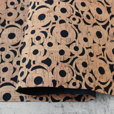 Lite Black Canvas Cheery O's Cork Fabric