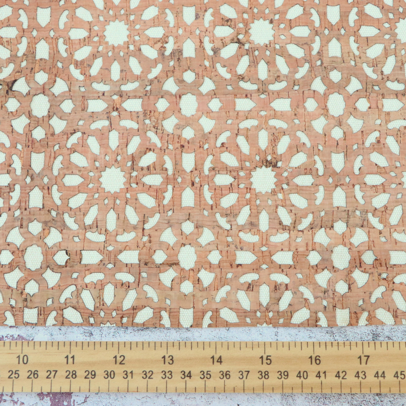 Lite Cream Canvas Backed Mandala Cork Fabric