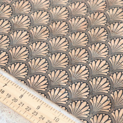 Packaged 1/2 Yard Cut: Deco Fans Cork Fabric
