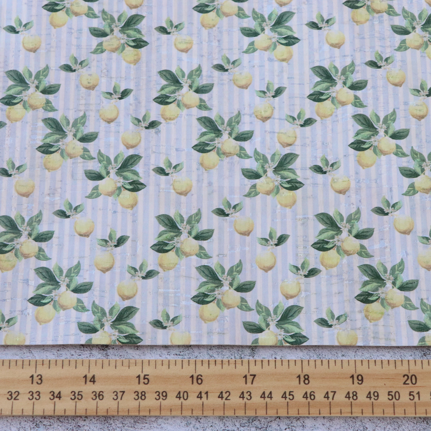 Lemon Stripe Cork Fabric