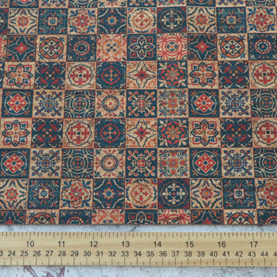 Limited Edition 1/2 Yard Cut: Gold Flecked Moroccan Mosaic Cork Fabric