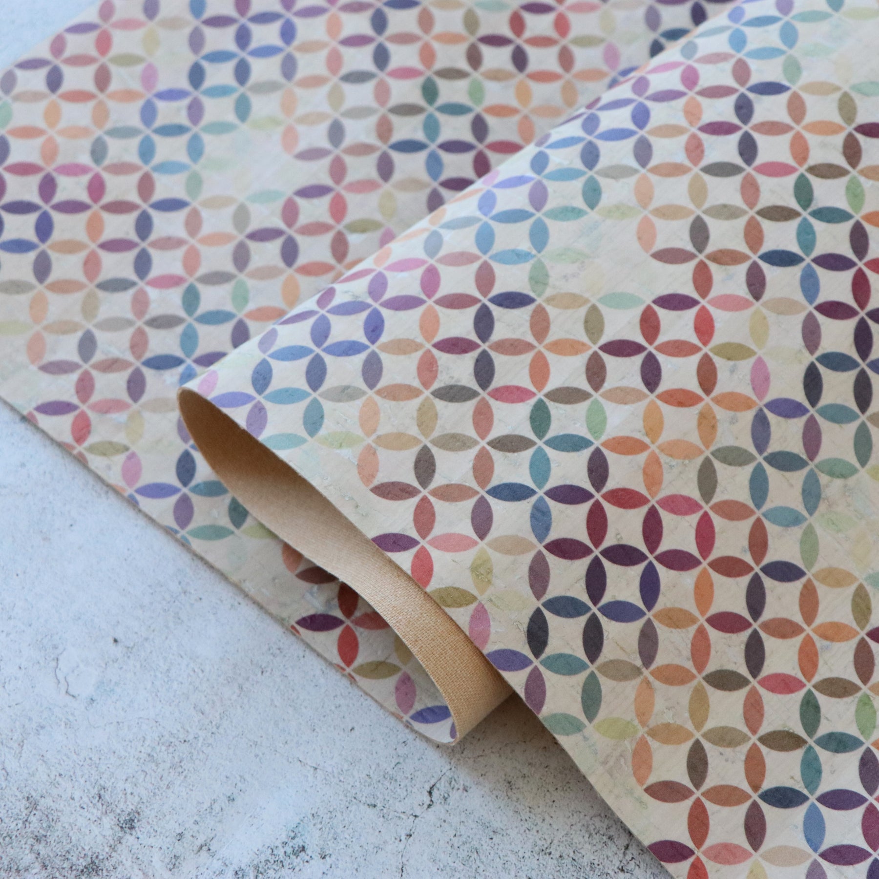 Sallie Tomato Rainbow Retro Art Cork Fabric- 1/2 Yard Cut - AccuQuilt