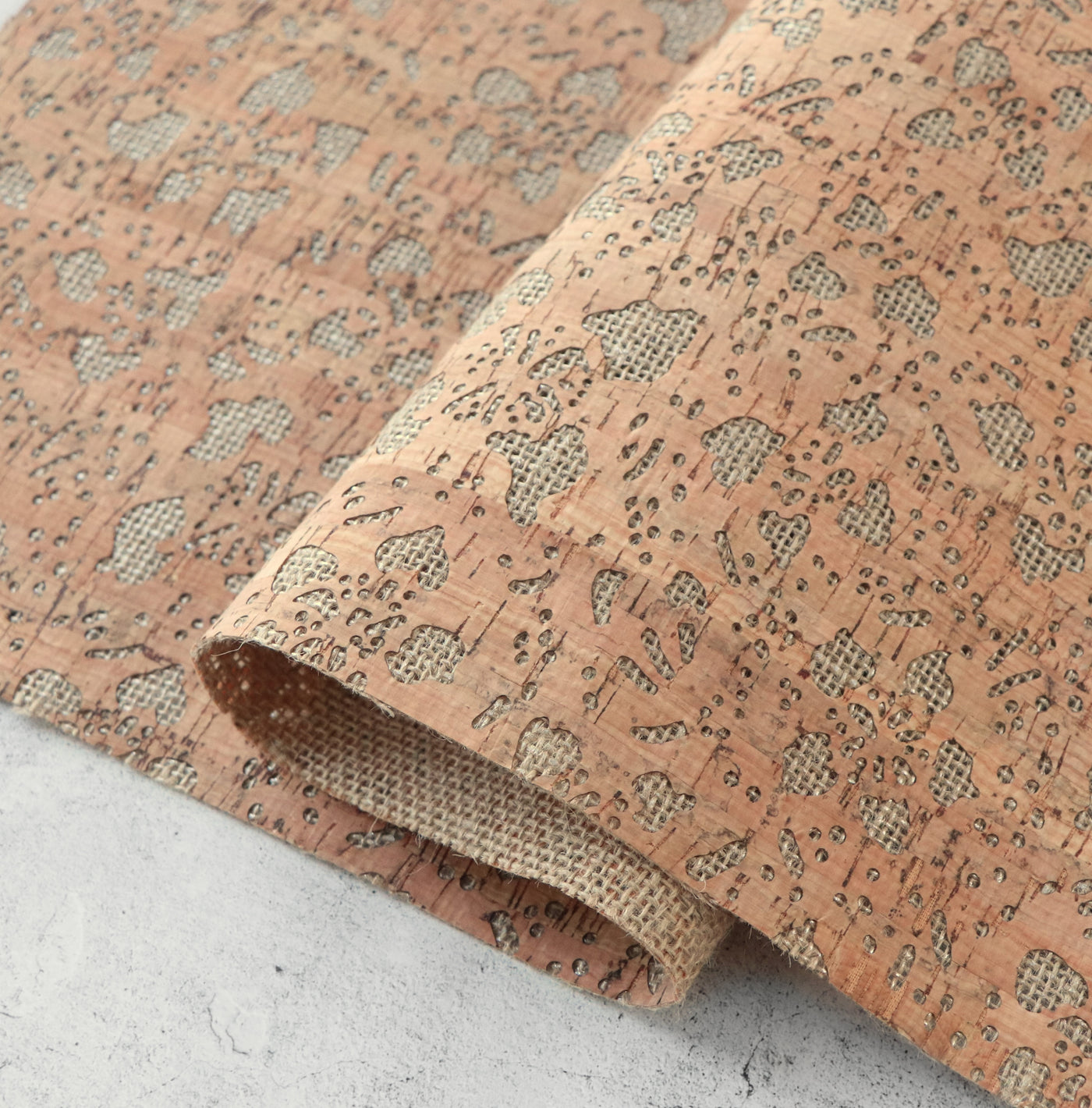 Lite Burlap Backed Floral Cork Fabric
