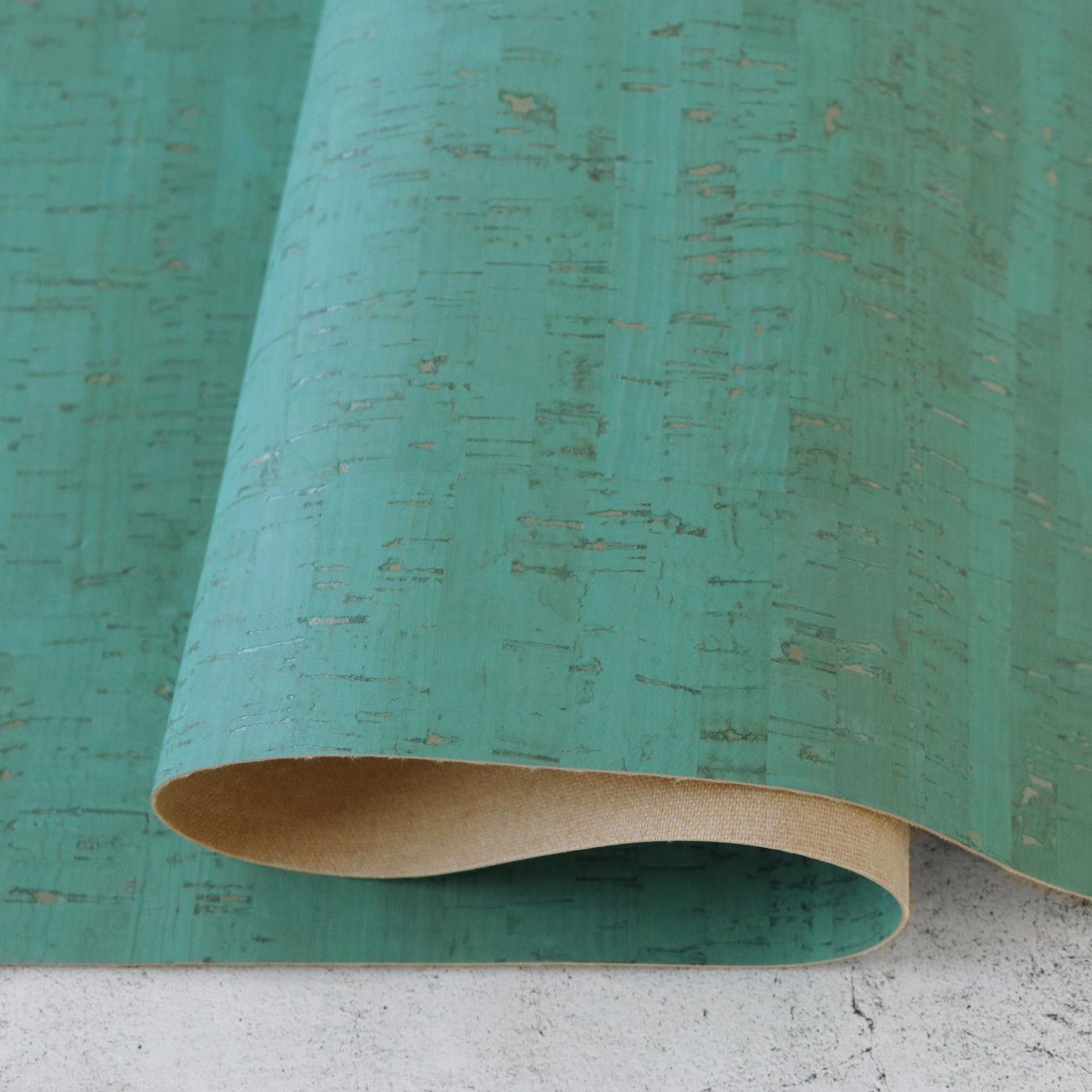 Rustic Turquoise Cork Fabric