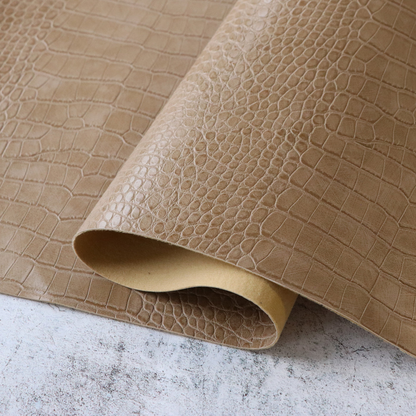 Clay Beige Alligator Faux Leather