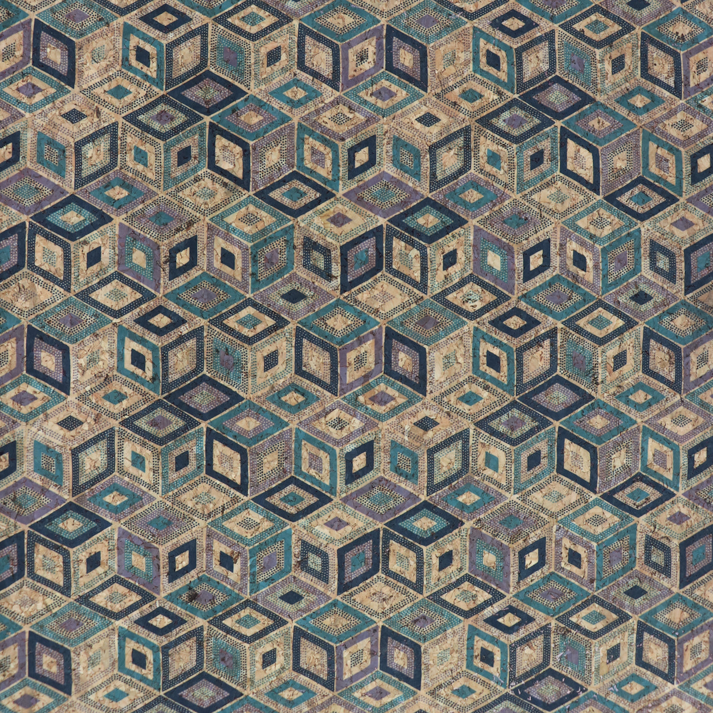 Packaged 1/2 Yard Cut: Cool Cubes Cork Fabric