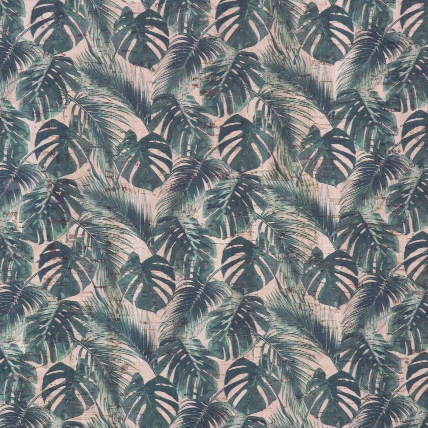 Corte empaquetado de 1/2 yarda: tela de corcho con hojas de palma