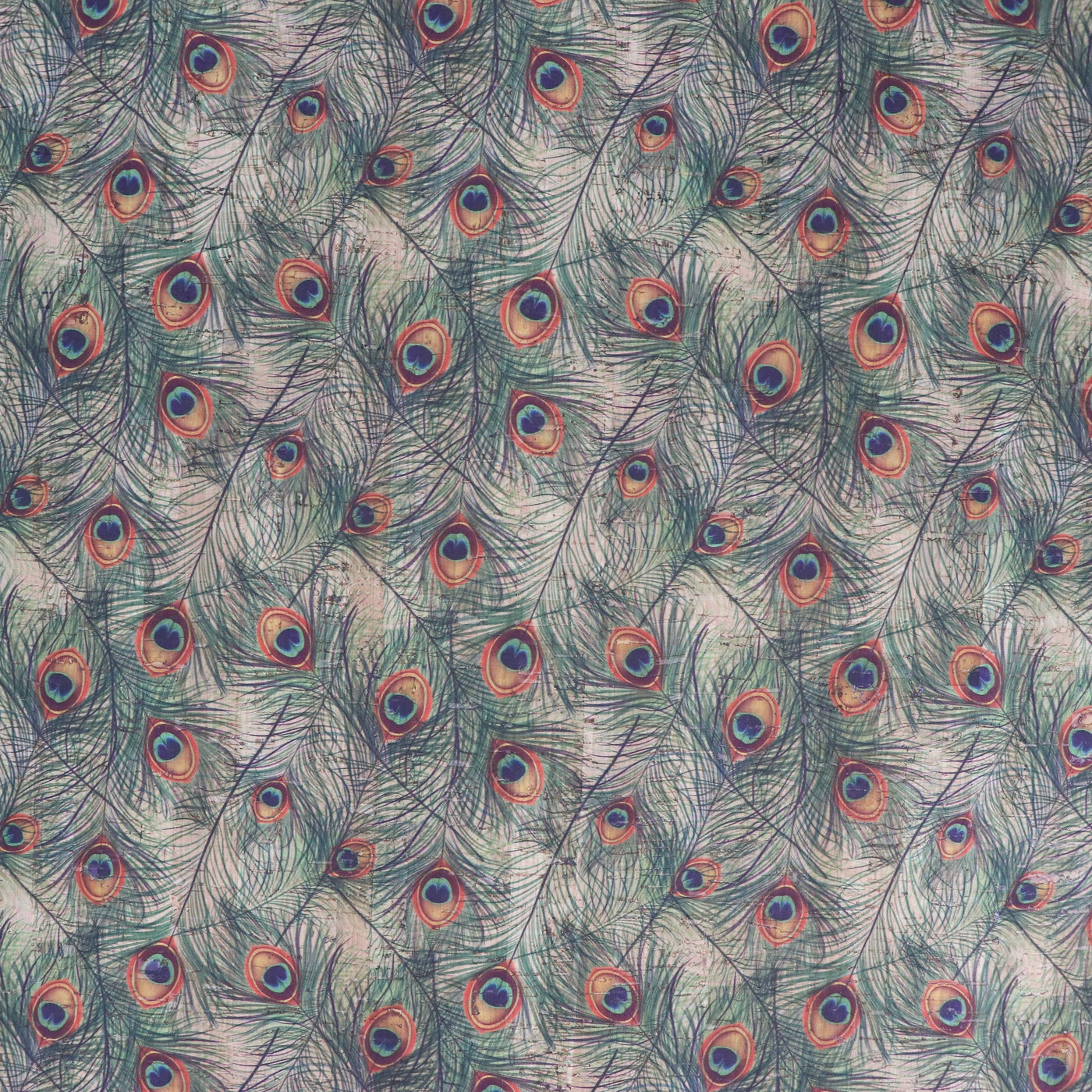 Packaged 1/2 Yard Cut: Peacock Cork Fabric