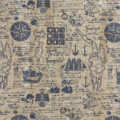 Packaged 1/2 Yard Cut: Nautical Traveler Cork Fabric