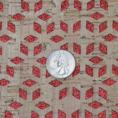 Packaged 1/2 Yard Cut: Ruby Diamonds Cork Fabric