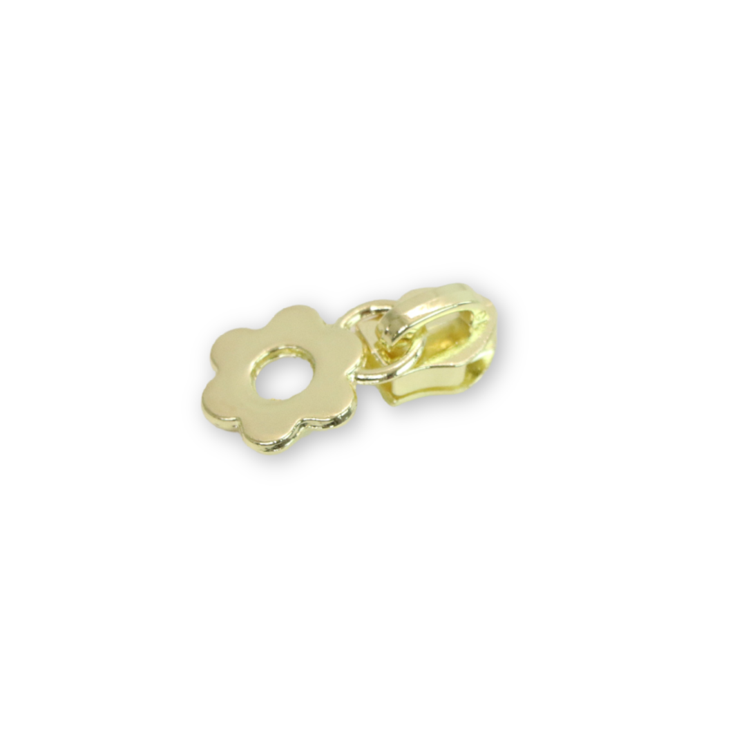 Gold #5 Flower Zipper Pulls