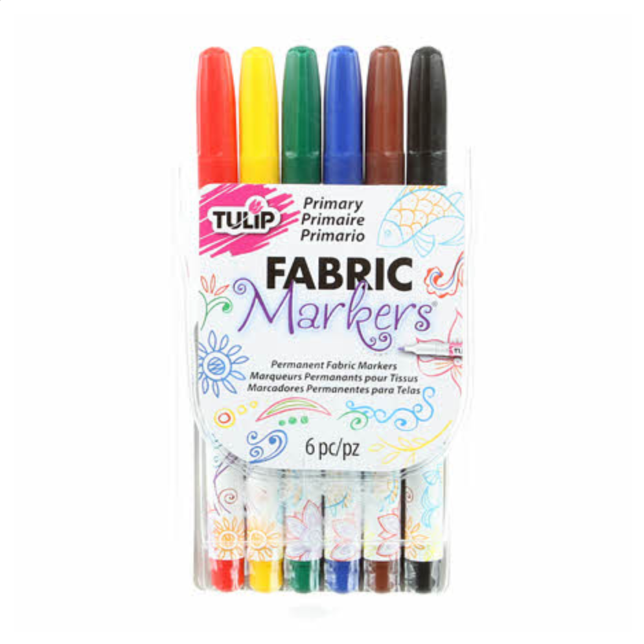 Tulip Fine Tip Primary 6 Pack Fabric Markers