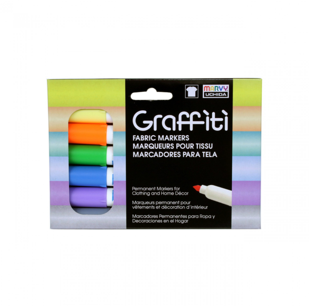 Graffiti Fabric Marker 6 Pen Pastel