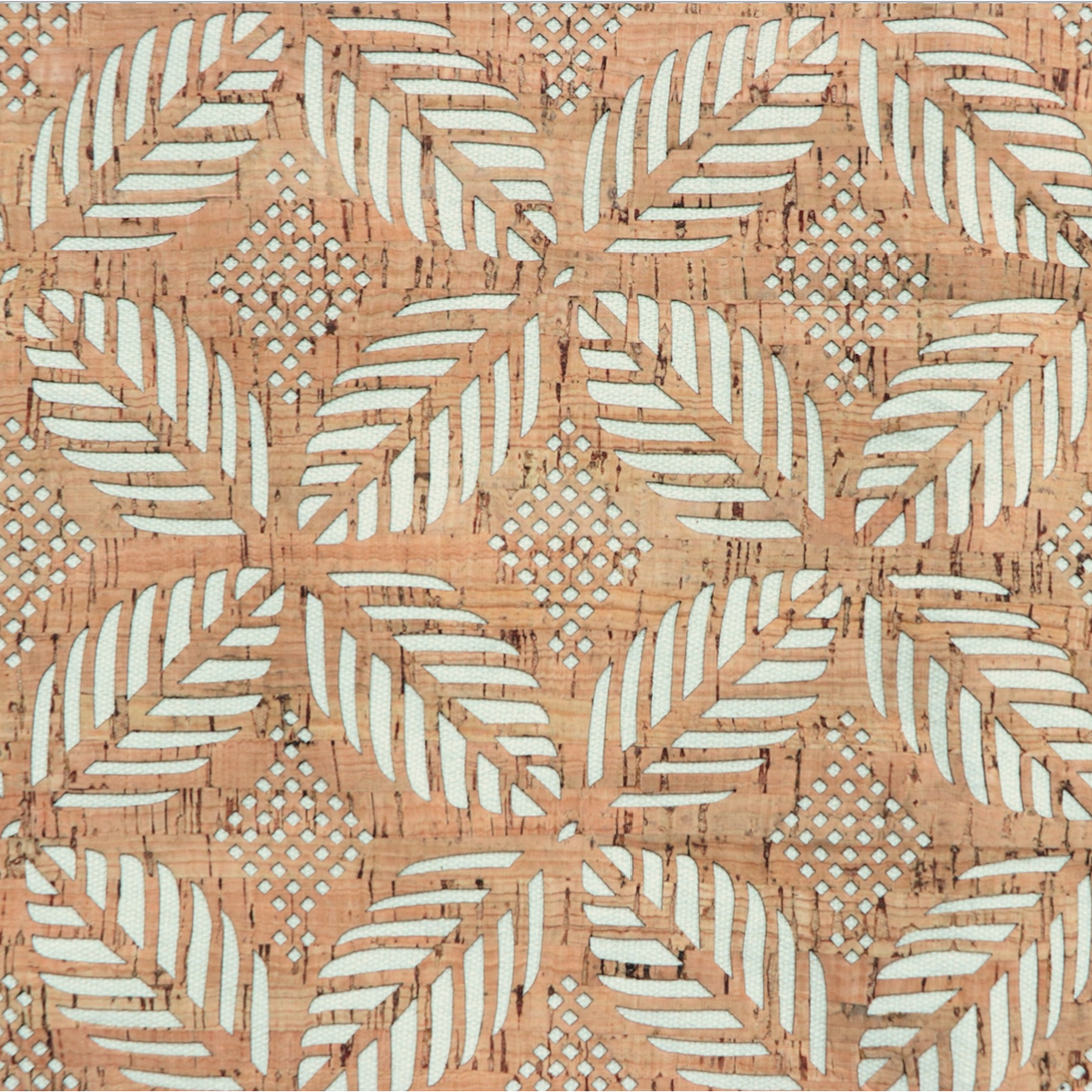 Packaged 1/2 Yard Cut: Lite Cream Canvas Backed Palms Cork Fabric