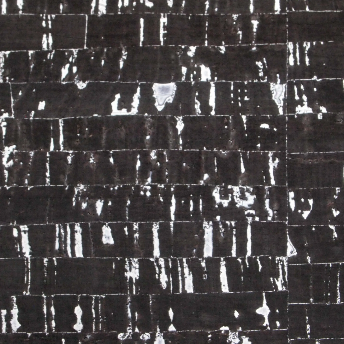 Packaged 1/2 Yard Cut: Rustic Natural Black Silver Flecked Cork Fabric
