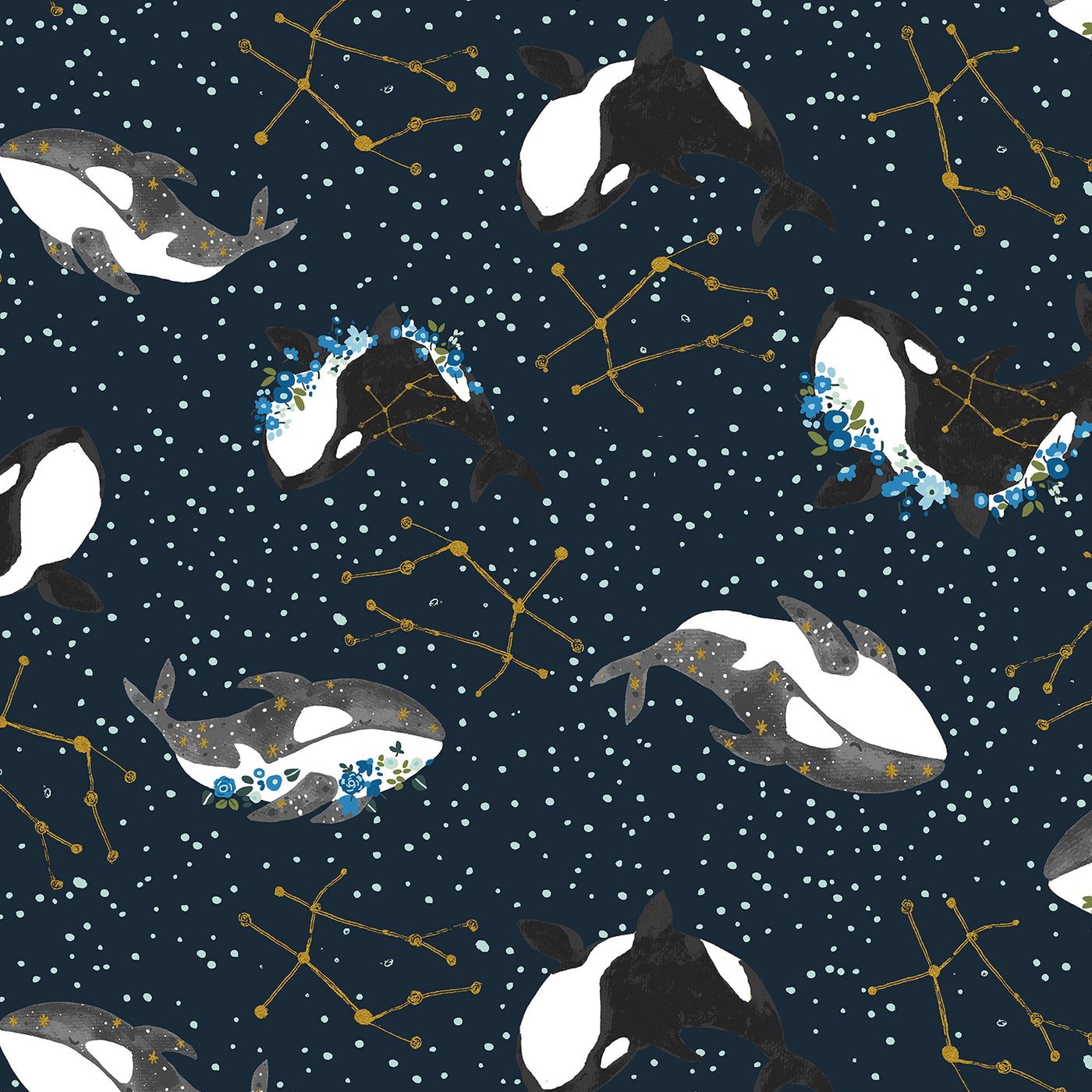Cotton + Steel - Cosmic Sea - Queen of the Seas Whale
