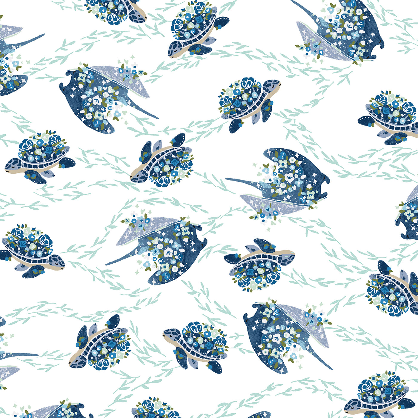 Cotton + Steel - Cosmic Sea - Make Waves Turtle fabric