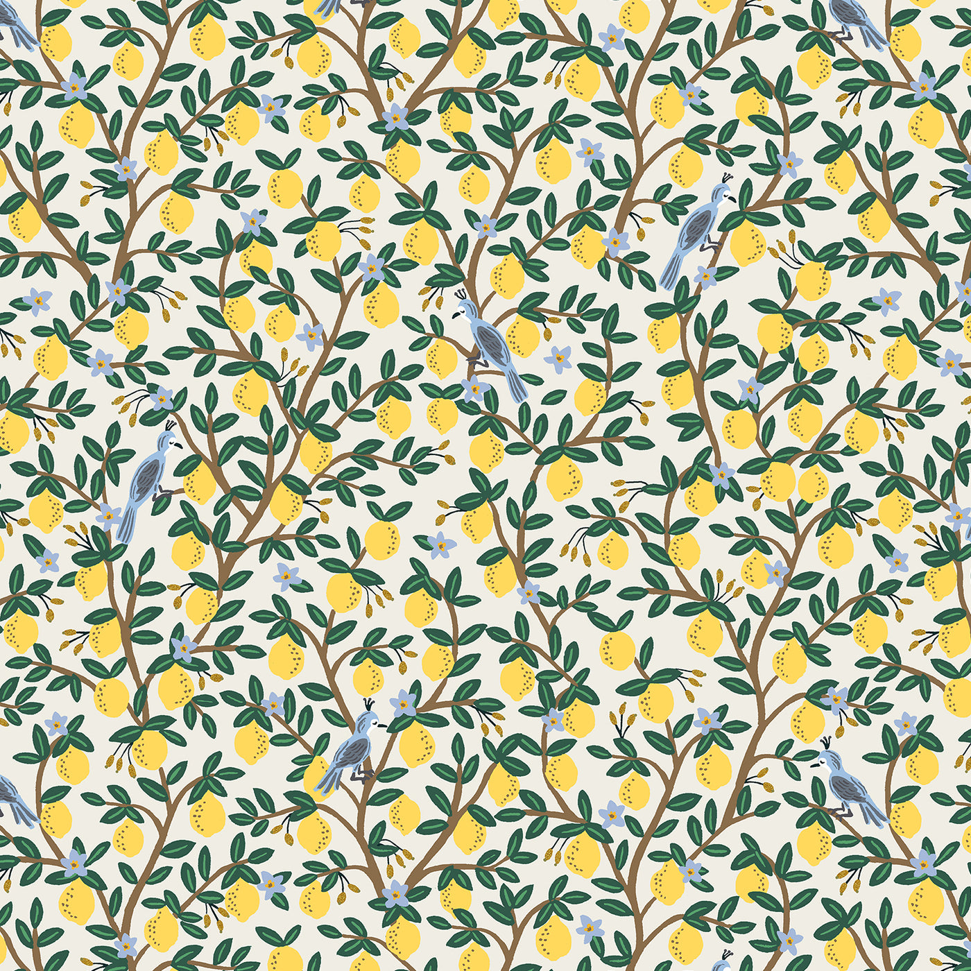 1 YARD CUT - Rifle Paper Co - Camont - Lemon Grove - Cream Metallic